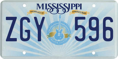 MS license plate ZGY596