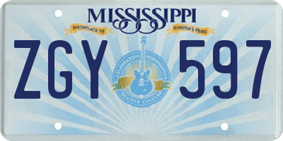 MS license plate ZGY597