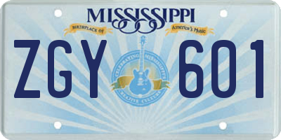 MS license plate ZGY601