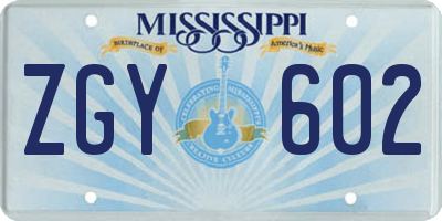 MS license plate ZGY602