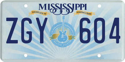MS license plate ZGY604