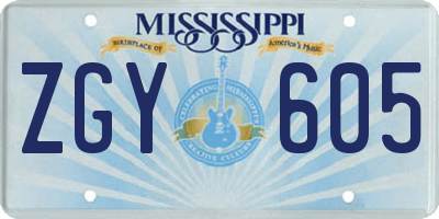 MS license plate ZGY605