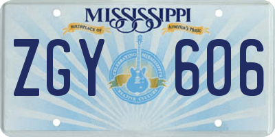 MS license plate ZGY606