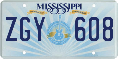 MS license plate ZGY608