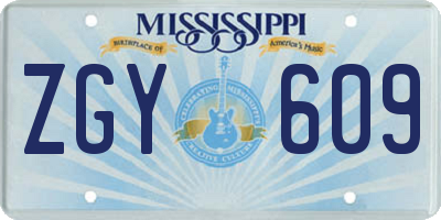 MS license plate ZGY609