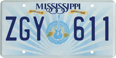 MS license plate ZGY611