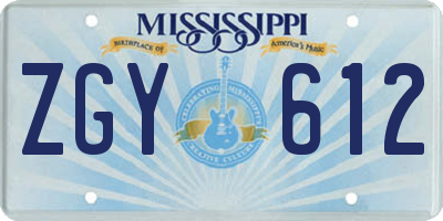 MS license plate ZGY612