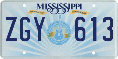 MS license plate ZGY613