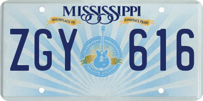 MS license plate ZGY616