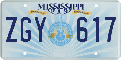 MS license plate ZGY617