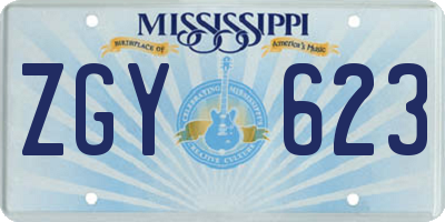 MS license plate ZGY623