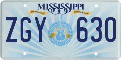 MS license plate ZGY630