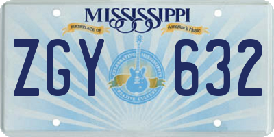 MS license plate ZGY632