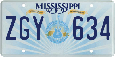 MS license plate ZGY634