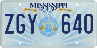 MS license plate ZGY640