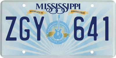 MS license plate ZGY641