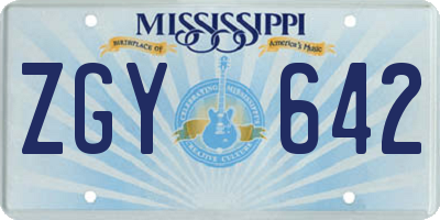 MS license plate ZGY642