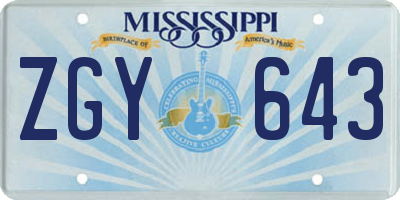 MS license plate ZGY643