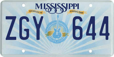MS license plate ZGY644