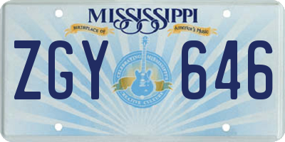MS license plate ZGY646