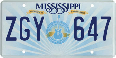 MS license plate ZGY647