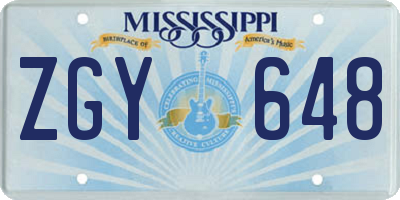 MS license plate ZGY648