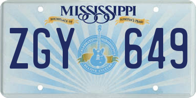 MS license plate ZGY649