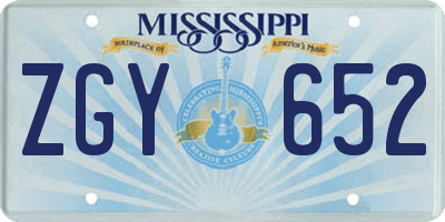 MS license plate ZGY652