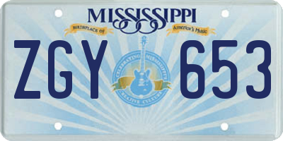 MS license plate ZGY653