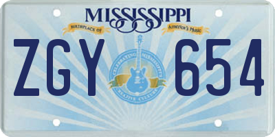 MS license plate ZGY654
