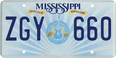 MS license plate ZGY660