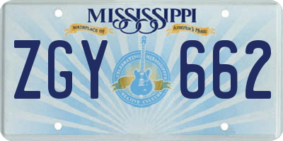 MS license plate ZGY662