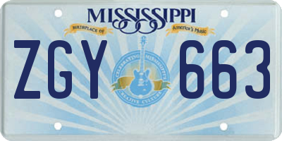 MS license plate ZGY663