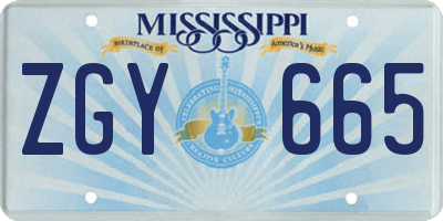 MS license plate ZGY665