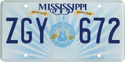 MS license plate ZGY672