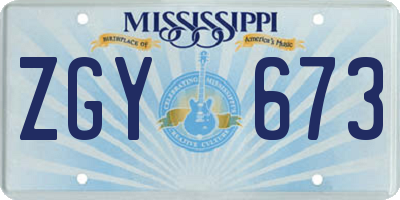 MS license plate ZGY673