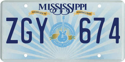 MS license plate ZGY674