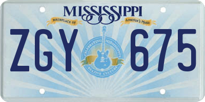 MS license plate ZGY675