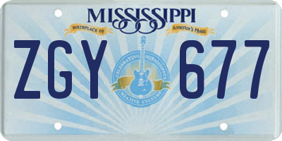 MS license plate ZGY677