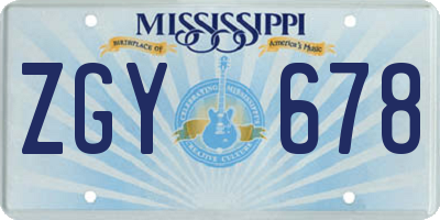 MS license plate ZGY678