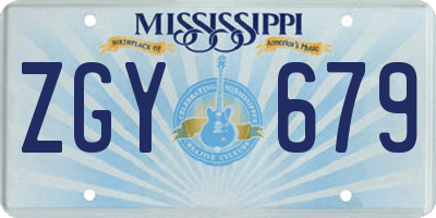 MS license plate ZGY679