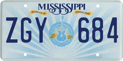 MS license plate ZGY684
