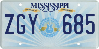 MS license plate ZGY685
