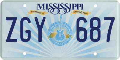 MS license plate ZGY687