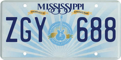 MS license plate ZGY688