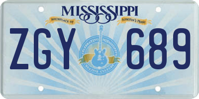 MS license plate ZGY689