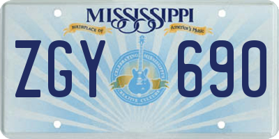 MS license plate ZGY690