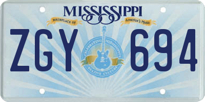 MS license plate ZGY694