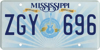 MS license plate ZGY696