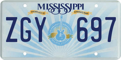 MS license plate ZGY697